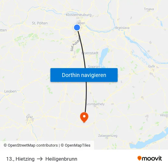 13., Hietzing to Heiligenbrunn map