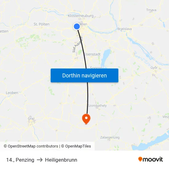 14., Penzing to Heiligenbrunn map