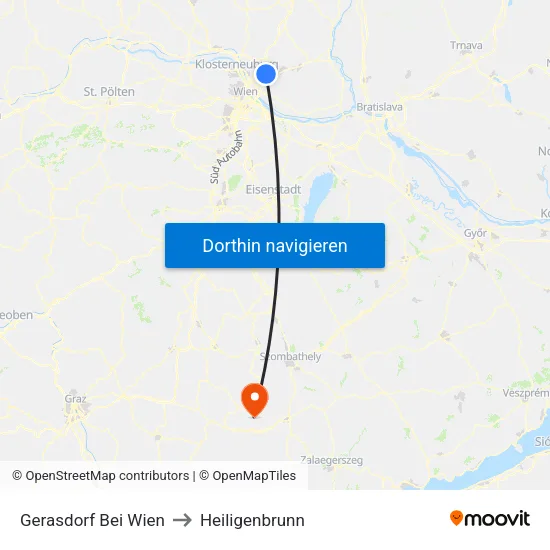 Gerasdorf Bei Wien to Heiligenbrunn map