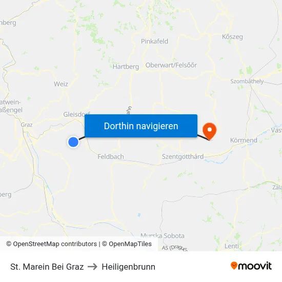 St. Marein Bei Graz to Heiligenbrunn map
