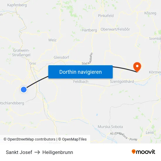 Sankt Josef to Heiligenbrunn map