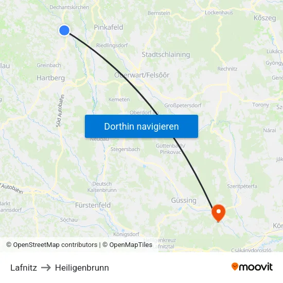 Lafnitz to Heiligenbrunn map
