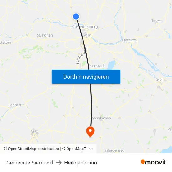 Gemeinde Sierndorf to Heiligenbrunn map