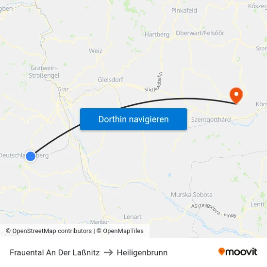 Frauental An Der Laßnitz to Heiligenbrunn map