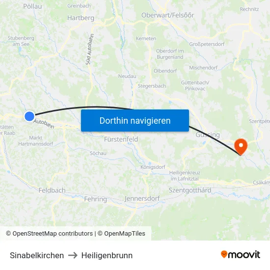 Sinabelkirchen to Heiligenbrunn map