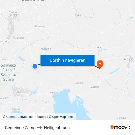 Gemeinde Zams to Heiligenbrunn map