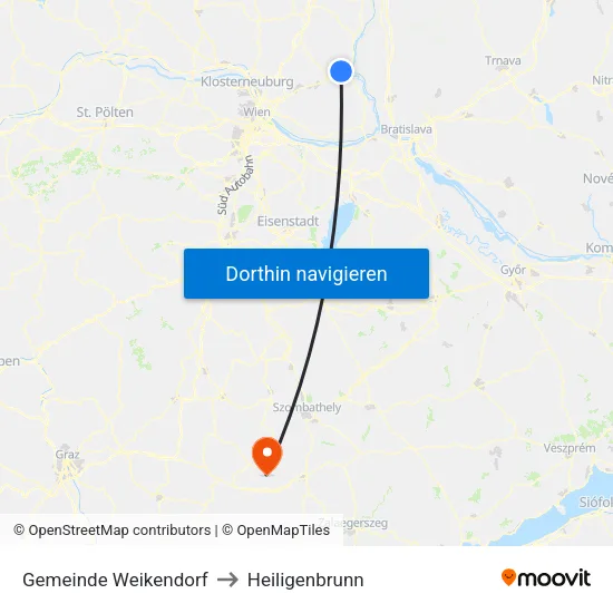Gemeinde Weikendorf to Heiligenbrunn map