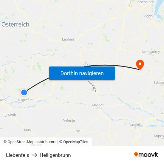 Liebenfels to Heiligenbrunn map