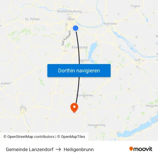 Gemeinde Lanzendorf to Heiligenbrunn map