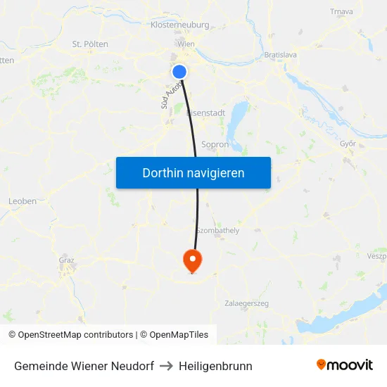 Gemeinde Wiener Neudorf to Heiligenbrunn map