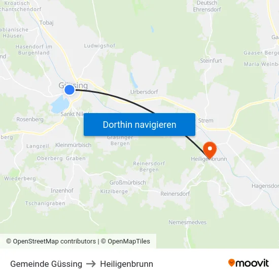 Gemeinde Güssing to Heiligenbrunn map