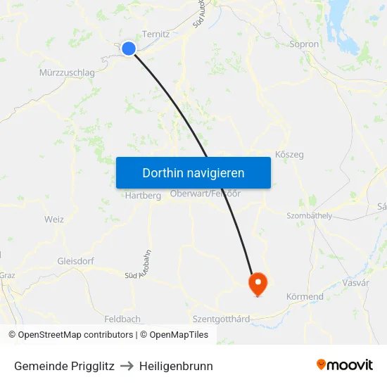 Gemeinde Prigglitz to Heiligenbrunn map