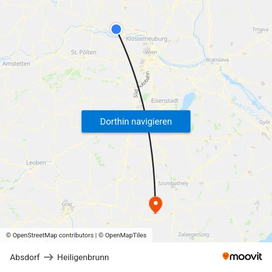 Absdorf to Heiligenbrunn map