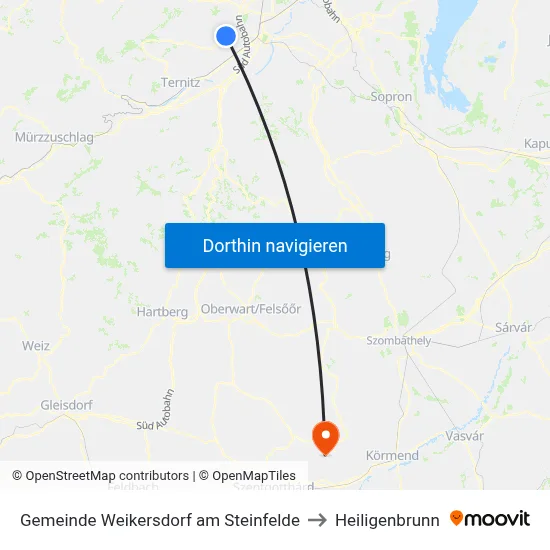 Gemeinde Weikersdorf am Steinfelde to Heiligenbrunn map