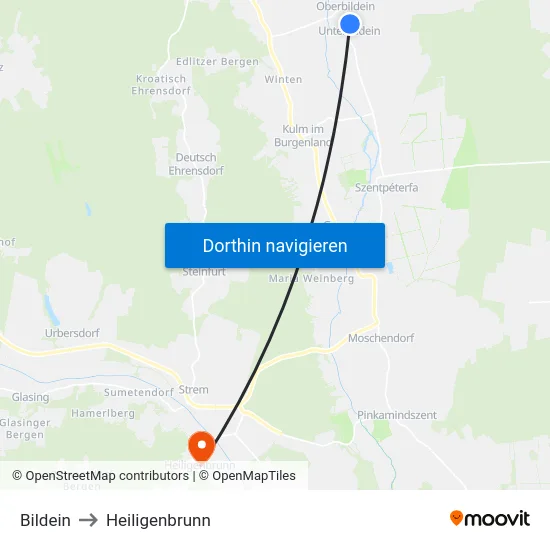 Bildein to Heiligenbrunn map