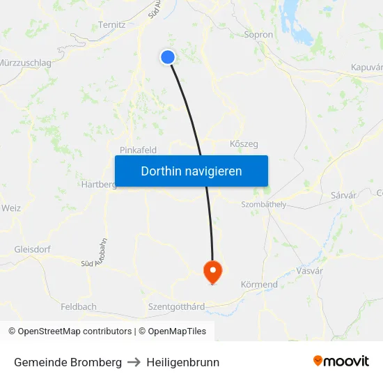 Gemeinde Bromberg to Heiligenbrunn map