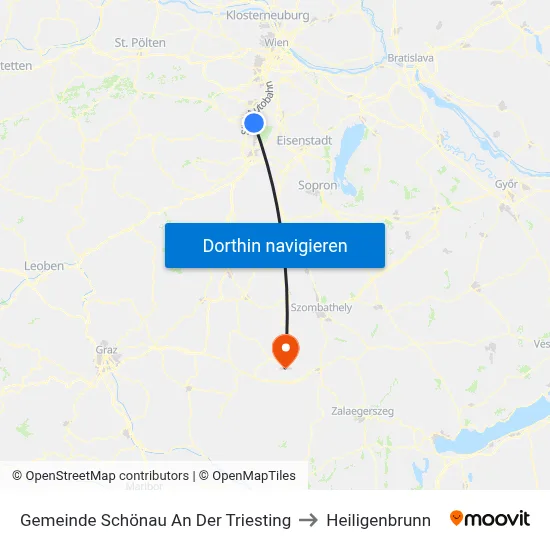 Gemeinde Schönau An Der Triesting to Heiligenbrunn map