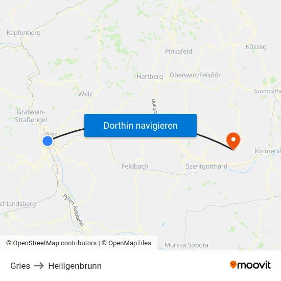 Gries to Heiligenbrunn map