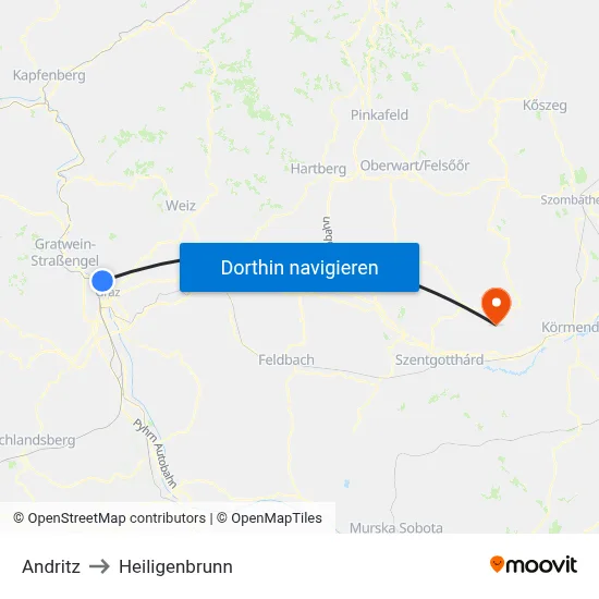 Andritz to Heiligenbrunn map