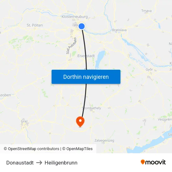 Donaustadt to Heiligenbrunn map