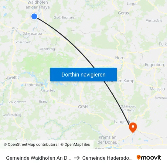 Gemeinde Waidhofen An Der Thaya-Land to Gemeinde Hadersdorf-Kammern map