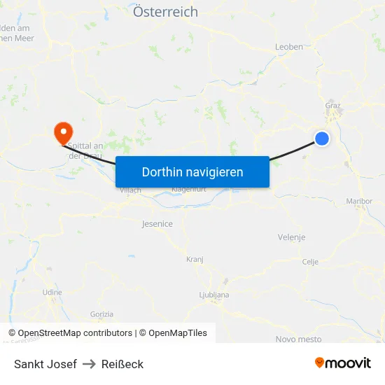 Sankt Josef to Reißeck map