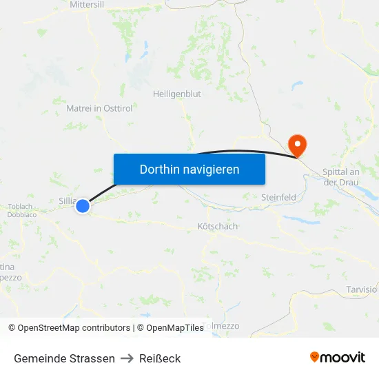 Gemeinde Strassen to Reißeck map