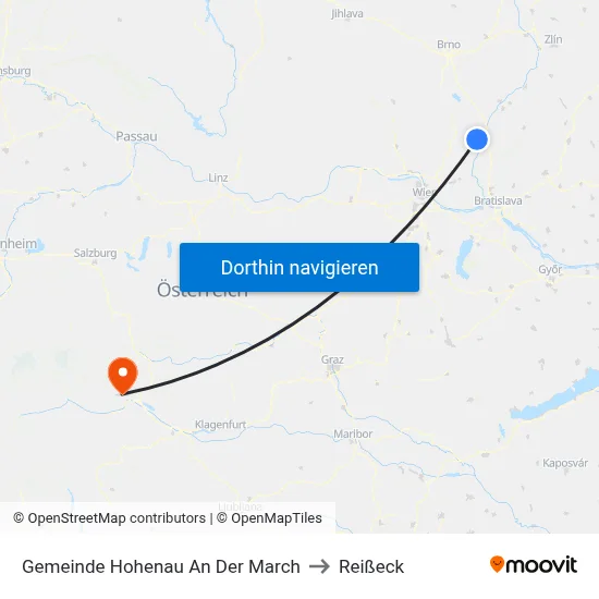 Gemeinde Hohenau An Der March to Reißeck map