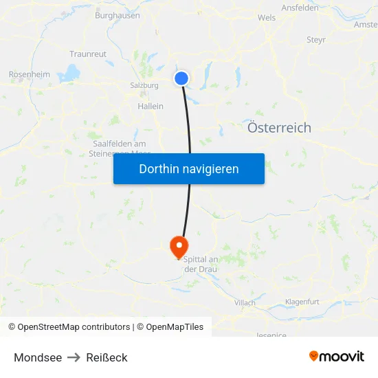 Mondsee to Reißeck map