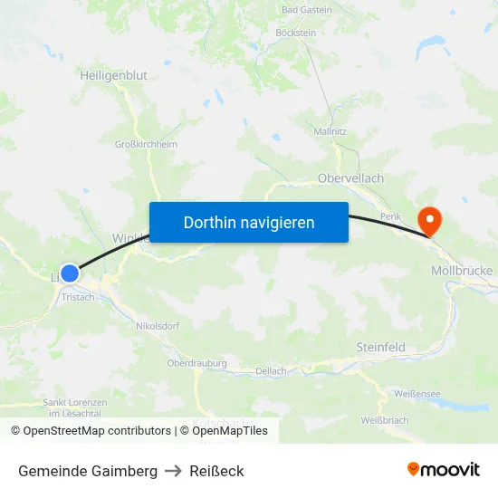 Gemeinde Gaimberg to Reißeck map