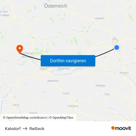 Kalsdorf to Reißeck map