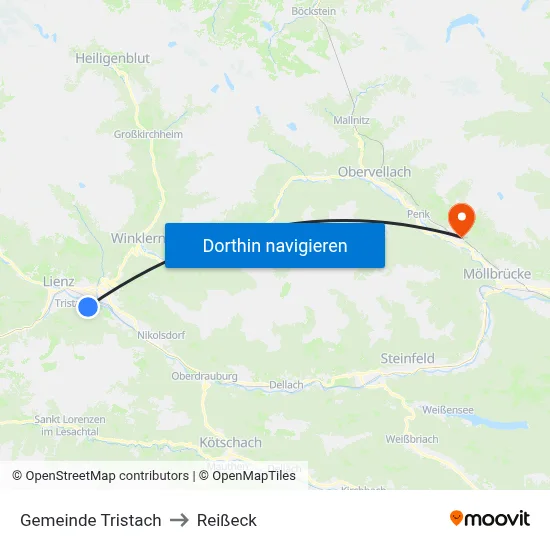 Gemeinde Tristach to Reißeck map
