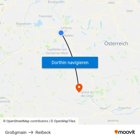 Großgmain to Reißeck map