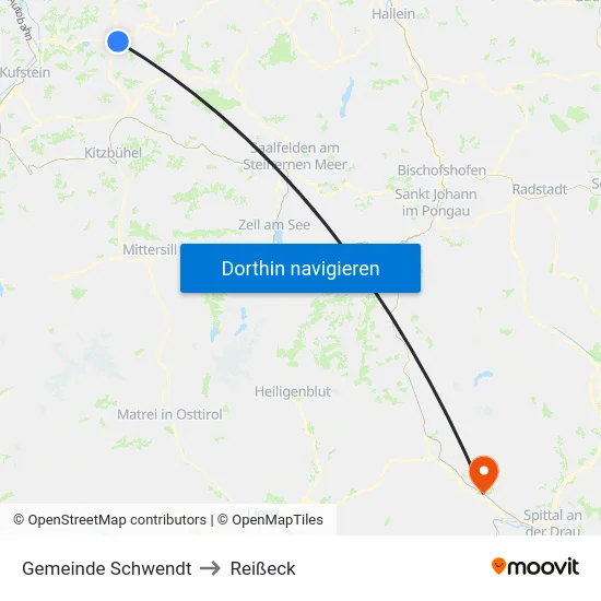 Gemeinde Schwendt to Reißeck map