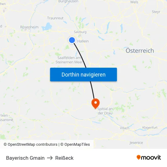 Bayerisch Gmain to Reißeck map