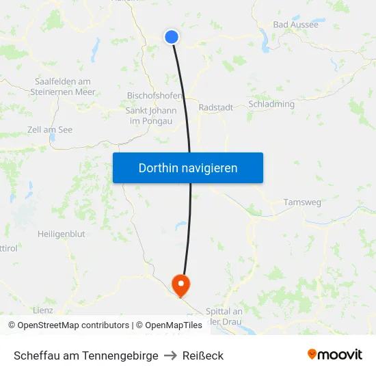 Scheffau am Tennengebirge to Reißeck map