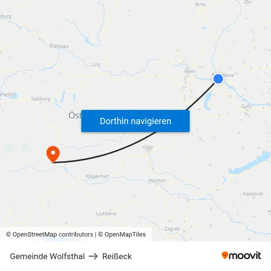 Gemeinde Wolfsthal to Reißeck map