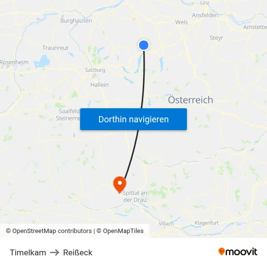 Timelkam to Reißeck map