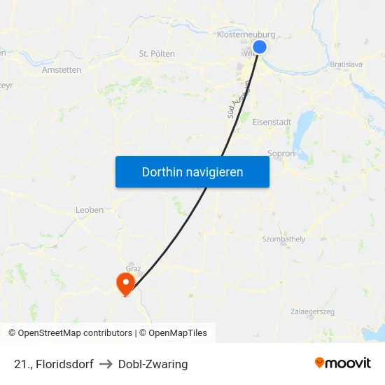 21., Floridsdorf to Dobl-Zwaring map