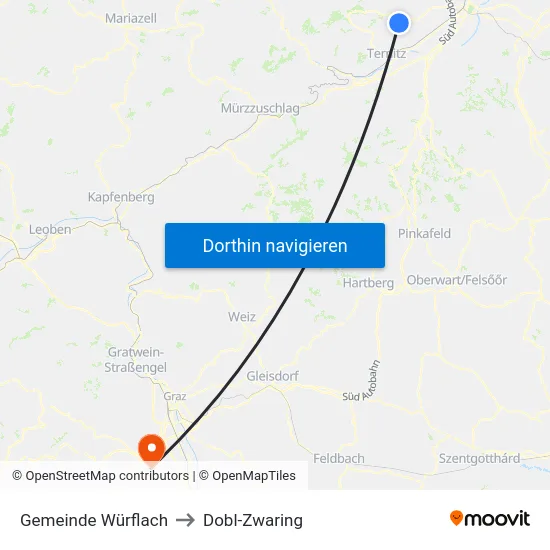 Gemeinde Würflach to Dobl-Zwaring map