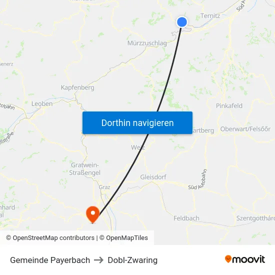 Gemeinde Payerbach to Dobl-Zwaring map