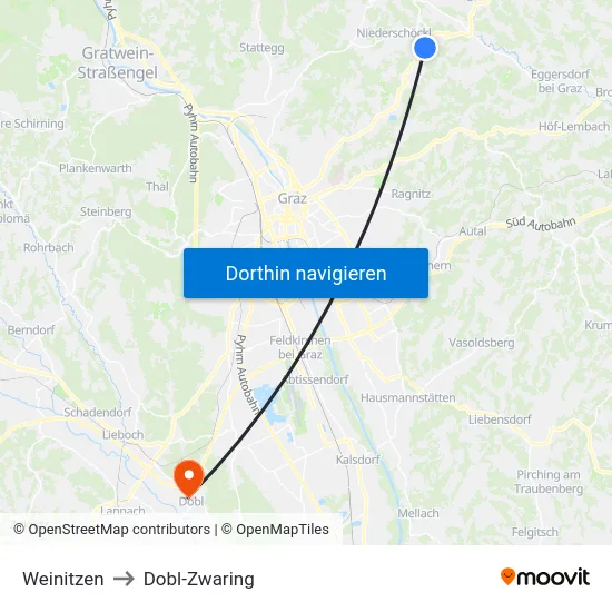 Weinitzen to Dobl-Zwaring map