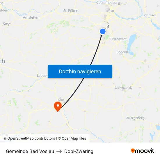 Gemeinde Bad Vöslau to Dobl-Zwaring map
