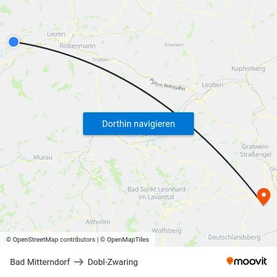 Bad Mitterndorf to Dobl-Zwaring map