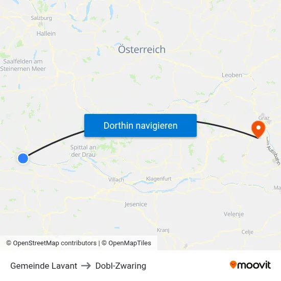 Gemeinde Lavant to Dobl-Zwaring map