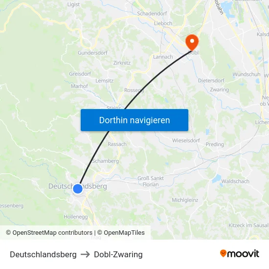 Deutschlandsberg to Dobl-Zwaring map