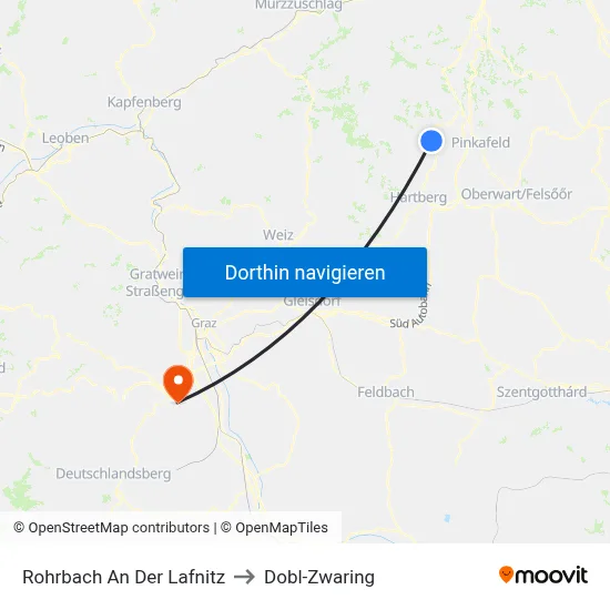 Rohrbach An Der Lafnitz to Dobl-Zwaring map