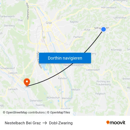 Nestelbach Bei Graz to Dobl-Zwaring map