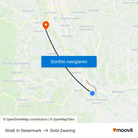 Straß In Steiermark to Dobl-Zwaring map