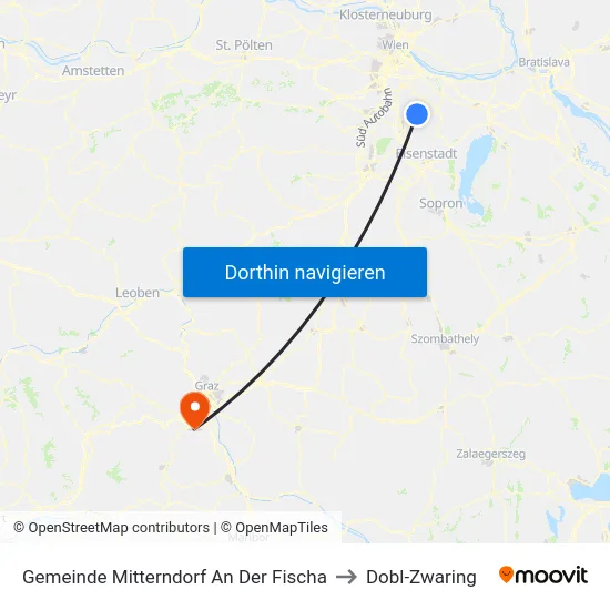 Gemeinde Mitterndorf An Der Fischa to Dobl-Zwaring map
